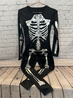 Tipsy Elves Silver Metallic Skeleton Bodysuit Halloween Costume
